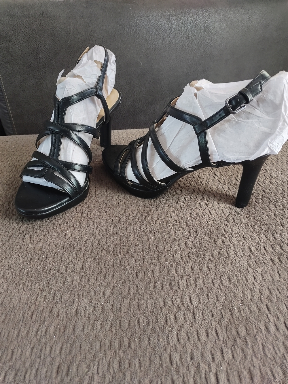 Naturalizer Black Strappy High Heel Sandals